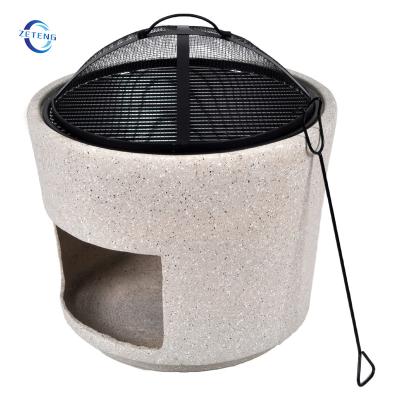 China ZETENG Outdoor MgO Fire Pit Round Garden Magnesium Oxide Stocked Wood Burning Fire Pits BBQ Grill for sale