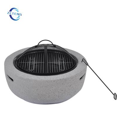 China Stocked Outdoor MgO Fire Pit Round Garden Magnesium Oxide Wood Burning Fire Pits BBQ Grill for sale