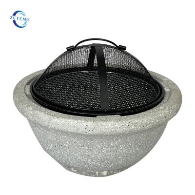 China ZT Patio Charcoal BBQ Grill Stocked Around Outdoor Shaped Concrete Wood Burning Pit Garden Fire Pit Bowl for sale