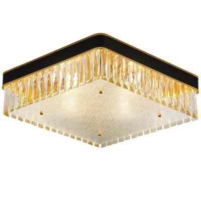 China Contemporary New Arrival Chandeliers Lamp Best Selling Square Iron+crystal+leather Ceiling Pendant Light for sale