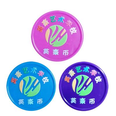 China Europe Custom Colored Coin Plastic Symbolic Custom Logo Printing Mark Plastic Colorful Coin Whosale Zhutong for sale