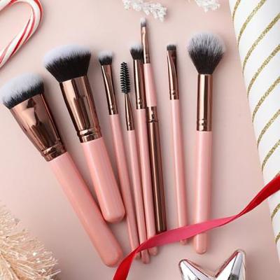 China Angular blush Bueart 8Pcs Rose Gold makeup set brush set on chic pink handle brochash de maquillaj for sale