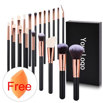 China Free sample BUEART 2021 Black Soft DESIGN 20pcs Makeup Brush NEW Rose Gold Black Handle Makeup Brush Set Custom Logo Make Up Brushes for sale