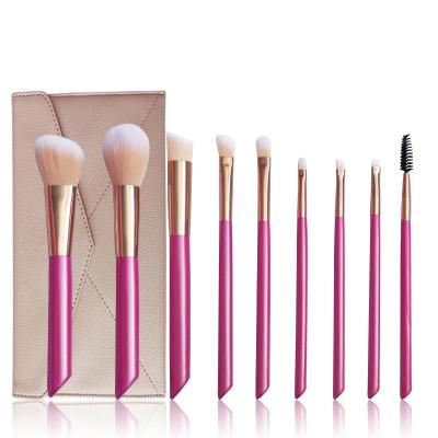 China Angular Blush 9pcs Professional High Quality Pink Makeup Brush Set With Synthetic Hair Cosmetic Brush for sale