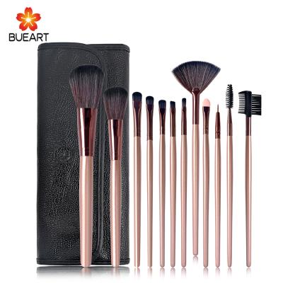 China Flat Brush 12pcs Makeup Set Brush Synthetic Hair Makeup Brushes Private Label Set for sale