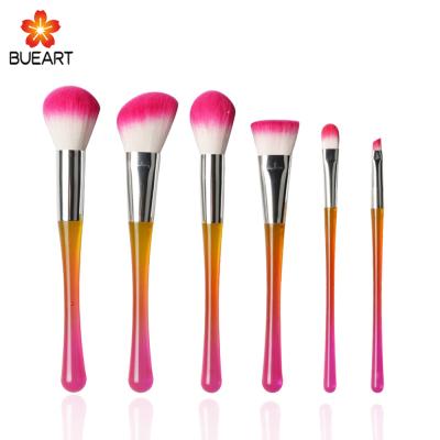 China High Quality Professional 6pcs Water Drop Handle Makeup Blending Plastic Brush Set Brush for sale