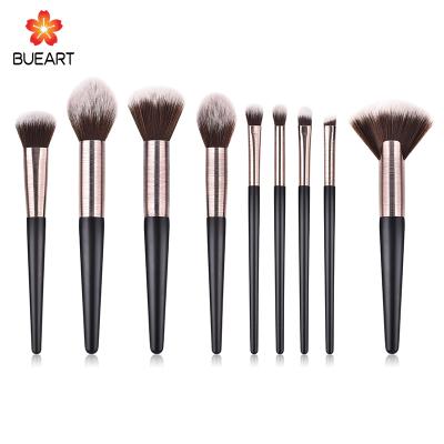 China Angular Blush Makeup Brushes Private Label, 9pcs Featured Products Face Brush Custom Logo Black Makeup Brush Set for sale