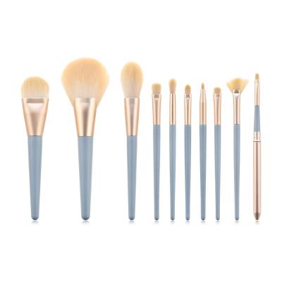 China Angular Blush Sale 2019 New Hot 10pcs High Quality Yellow Premium Synthetic Make Up Brush Brush Fan Brush Powder Brush for sale