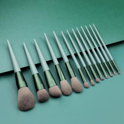 China Angular Blush Makeup Brushes Private Label Beauty Makeup Brush Set Free Sample Green Brown Brown Makeup Brush Set for sale