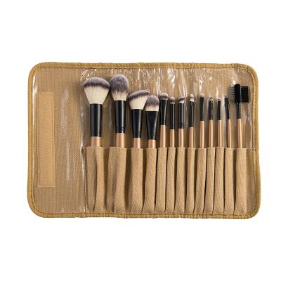 China BUEART Gold Powder Brush 13pcs Flat Wooden Beauty Makeup Brush for sale