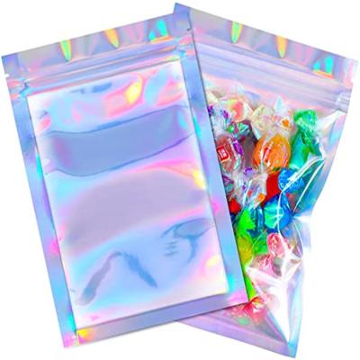 China Custom Logo Smell Proof Logo Zip Lock Moisture Proof Small Resealable Plastic Edible Food Packaging Mylar Foil Mylar Hologram Bags for sale