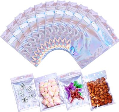 China Recyclable Moisture Proof Holographic Mylar Food Storage Pouch Bags With Zipper for sale