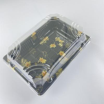 China Thickened Box Logo Takeaway Sushi Tray Custom Disposable Pressure Resistance Pattern Packaging Plastic New for sale