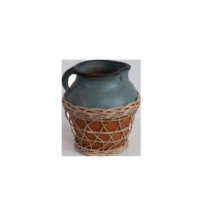 China Cheap Sustainable Made In China Handmade Rattan Clay Pot Creative Decorative Flower Planters for sale