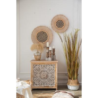 China American Style Factory Directly Sell Rattan/MDF Bamboo Slab Woven Wall Decoration Four Set for sale