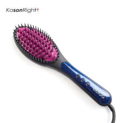 China Wholesale Ionic Electronic Adjustable Temperature 2 In 1 Hair Straightener Comb Brush 45W for sale