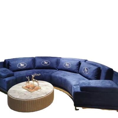 China Other Round Living Room Corner Sofa Set Living Room Furniture Half Sofas Suede Sofa Beauty for sale