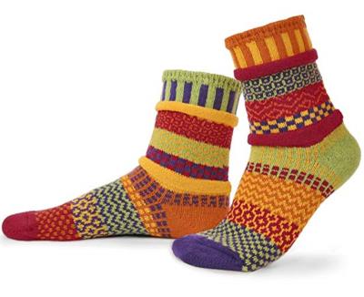 China Amazing Wonderful Colorful Patterned Antibacterial Mens Wool 18545 Cotton Twist Crew Socks for sale