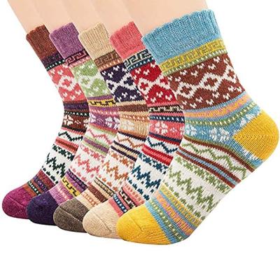 China Best Women AJ18606 Vintage Winter Wool Antibacterial Soft Warm Cozy Crew Comfort Thermal Socks for sale