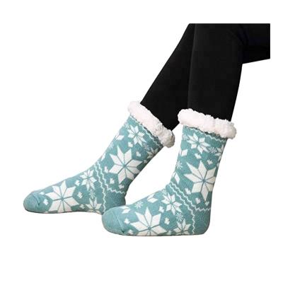 China Wholesale Anti-Fault AJ18200 Thick Sherpa Fleece Lined Skid Non Fuzzy Slipper Socks For Women for sale