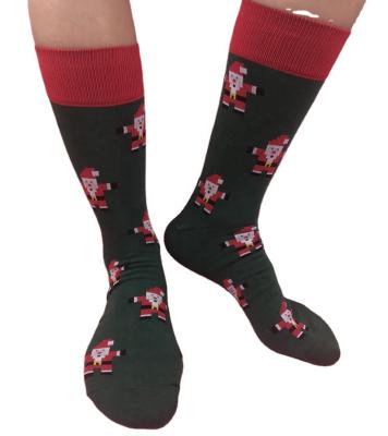 China AJ20177 Wholesale Funny Cotton Santa Men Green Christmas Breathable Socks Custom Made for sale