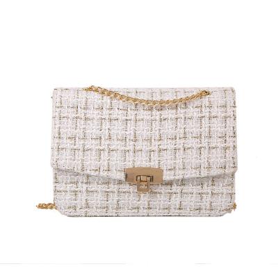 China New Portable Style Woven Bag CIA Female Chain Cross - Body Bag Fragrant Small Wind Small Wool Square Bag for sale