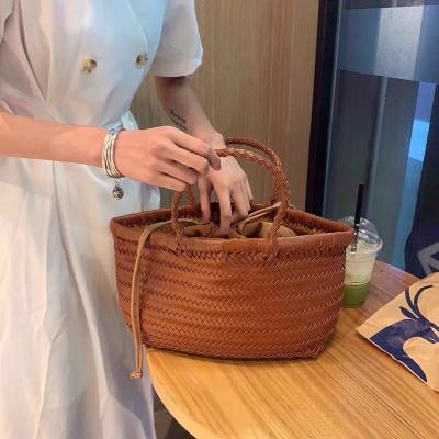 China Fashion design wholesale new high texture hippie style customized quality woven basket large capacity beach handbag strap tote bag for sale