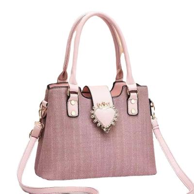 China Fashion Temperament One Shoulder Love Lock PU Tote Bag Soft Leather Handbag for sale