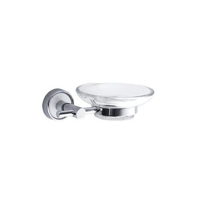 China Wholesale New Finish Glass Dish Stocked Simple Chrome Wall Hanger Soap Holder for sale