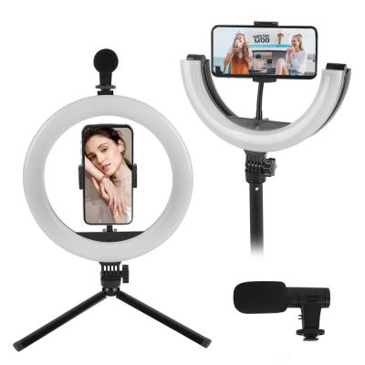 China Mini Ripoint RLM -10 Mini Adjustable Color Tempurate Filling Ring Light with Microphone Tripod Stand for sale