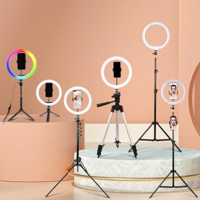 China Mini Hot Sale Ring Light RGB Led Selfie 6 8 10 12 Inch Professional Ring Light With Phone Holder Ring Light Tripod Stand for sale