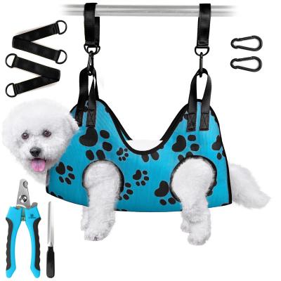 China Viable Wholesale Custom Soft Harness Aid Cat Dog Pet Grooming Hammock Set Dog Nail Trimmer Harness for sale