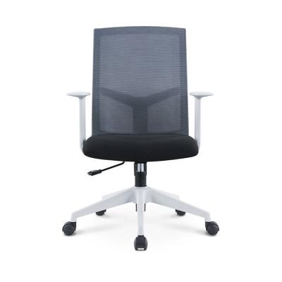 China (Waist) Mesh Office Chair Mid Back Gray Blue Desk Computer Chair Adjustable Swivel Arms Adjustable Lumbar Support Height for sale