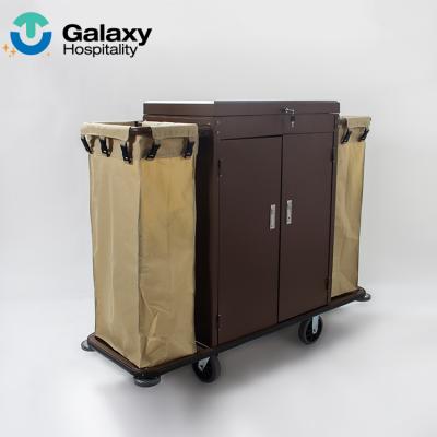 China Household Durable High Quality Canvas Hotel Laundry Wheels Cart Cleaning Cart for sale