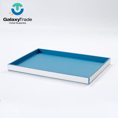 China Custom Logo Large Size Home Leather Service Basket Tray Bathroom Hotel Restaurant Hotel Leather Tray for sale