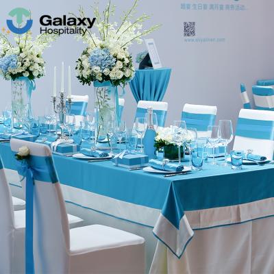 China Event Waterproof Cheap Blue Color Rectangular Party Price Table Cloth For Wedding for sale