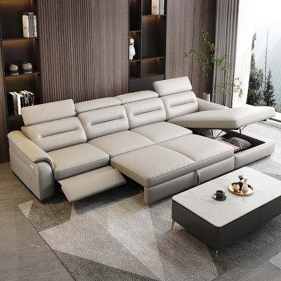 China 2023 Massage Modern Multi Function Living Room Sectional Home Furniture L Shape Sofa With Massage Function Wooden Leather Sofa Leg for sale