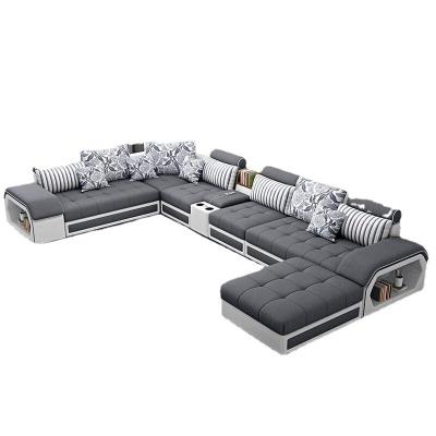 China Contemporary Living Room Sofas Adorned Leather Sofa Set Long L U Shaped Sectional Sofa Bed Living Room Modern 7 Seater Couch Furniture for sale