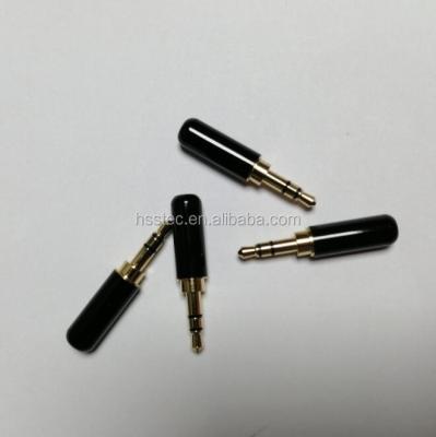 China PCB 3.5mm copper full gold plated plug 3 dual channel stereo headphone stereo section 3.5mm small 4mm solder tail of the plug for sale