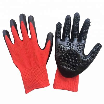 China Viable Custom Logo Bathing Massage Pet Hair Brush Glove Pet Grooming Gloves for Cats Dogs Horses for sale