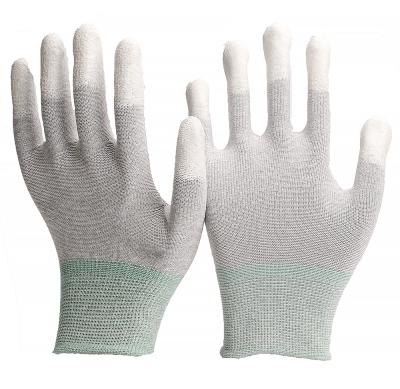 China Esd Anti-Electric Nylon Gloves Anti Static Gloves 13 Gauze Seamless Carbon Fiber Top Fitted ESD Gloves for sale