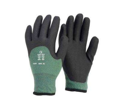 China Anti Cold Thermal Grip 3/4 Anti Cold Grip Sandy Nitrile Dipped Gloves Winter Work Glove For Construction for sale