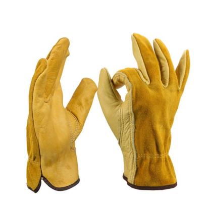 China Thorn Proof Leather Safety Gloves Men Women Durable Gold Gardening Gloves Heavy Duty Gardening Cuero Work Gloves for sale