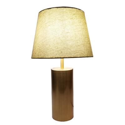 China Retro Good Prices Unique Incandescent Gold Table Lamps Halogen Metal Canvas Lampshade Table Lamps High Quality for sale