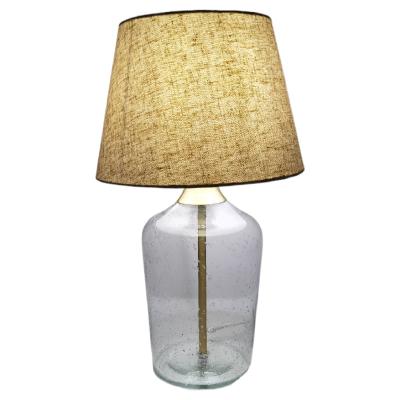 China Custom Price Direct Factory Retro Glass Metal Canvas Shade Retro Side Table Lamps For Bedrooms for sale