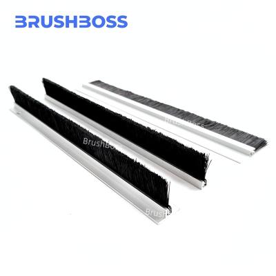 China PA6 PLASTIC 20MM NYLON dustproof pp STRIP BRUSH SEAL WITH ALUMINUM ALLOY BRACKET BACKING H/F/T PROFILE for sale