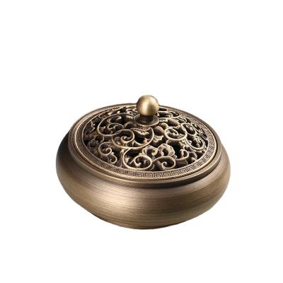 China Chinese Incense Good Quality Lathe Processing Pure Copper Flat-Bottom Incense Burner Set for sale