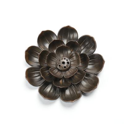 China Chinese Incense Online Wholesale Zinc Alloy Fancy Round New Style Lotus Burner Incense Plate for sale