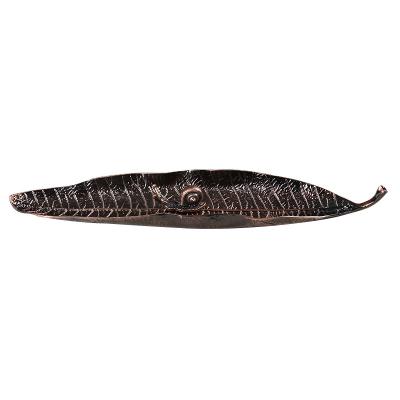 China Chinese Incense Manufacturer Supply Metal Alloy Hand-Made Leaf Boat And Snail Incense Burner Stick Holder for sale