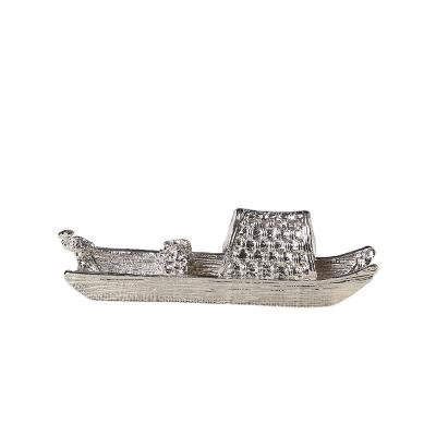 China Chinese Incense Factory Direct Price Vintage Mini Alloy Fishing Boat Incense Burner Stick Holder for sale